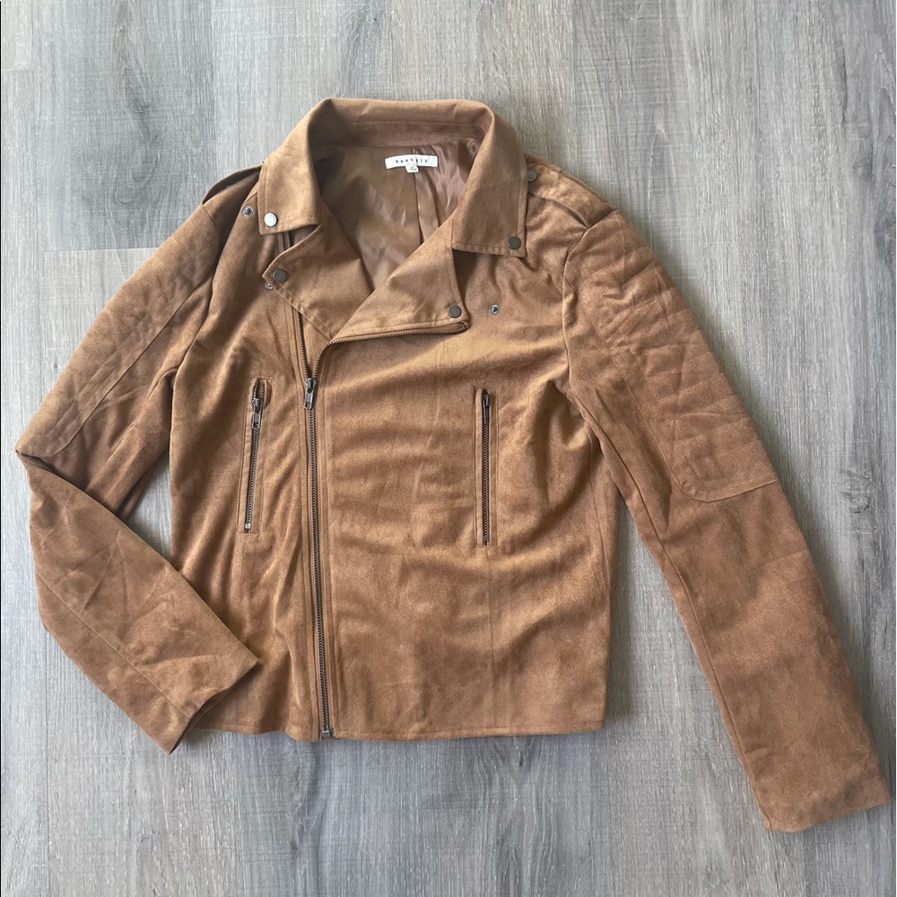 Faux suede zip up jacket